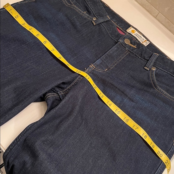 CARHARTT Tall 32” Inseam, 10” High Waist Flannel♨️ Lined Jeans - Picture 14 of 16